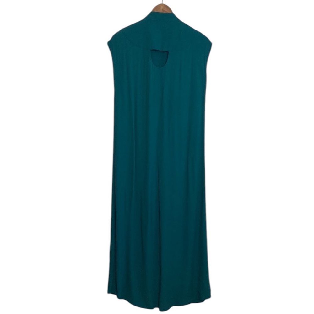 Jennifer Glasgow Dress Womens Small Teal Blue Green Sleeveless Maxi Shirtdress